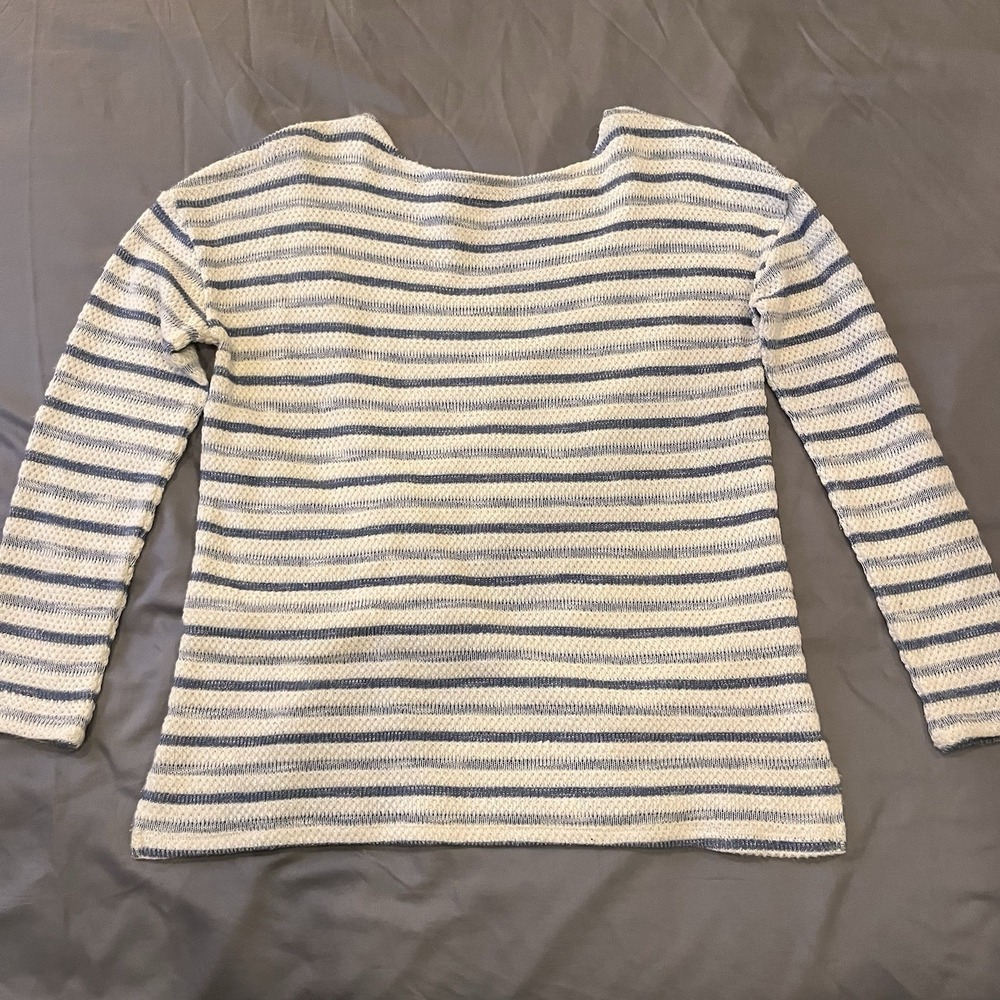 Faherty Striped 3/4 Sleeve Knit Textured Top Coastal Grandma Fisherman Women S - Picture 7 of 7